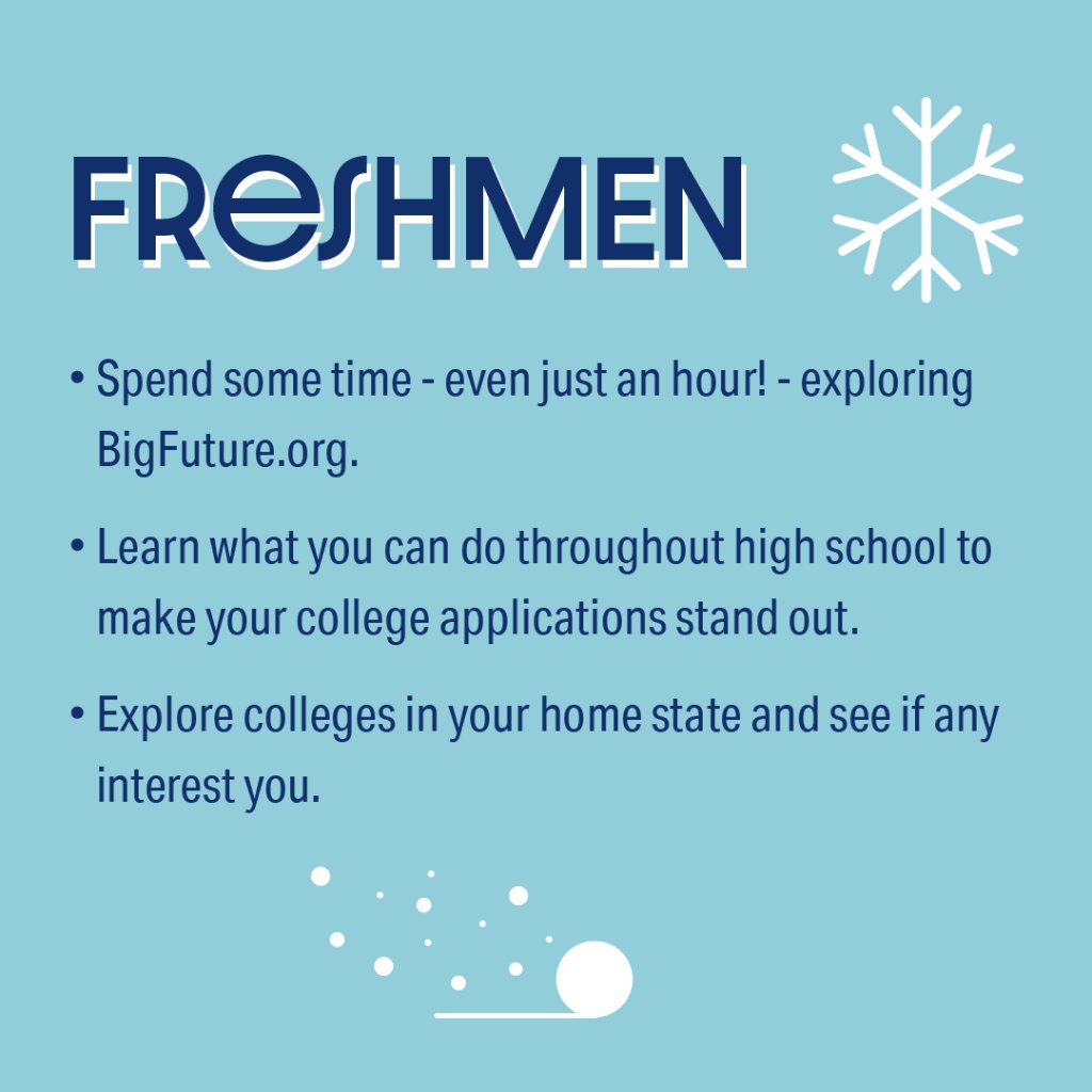 OfficialSAT's tweet photo. If you want to do a little college planning over winter break, here are some tasks you can tackle. ❄️ https://t.co/4qlncIhz1n