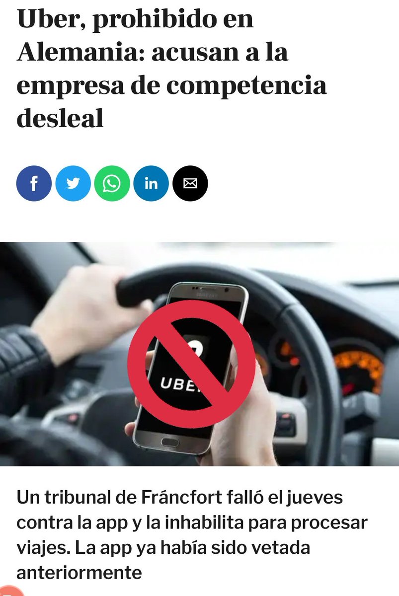 taxiyellowblack's tweet photo. Los países donde Uber está prohibido
Dinamarca
Londres #UberLondone
Toda Alemania Munich, Berlín #19Dic 🚫
Parcialmente 🚫en Italia, Francia
Finlandia y Holanda
La Ciudad Barcelona
Suiza
Hungría
Bulgaria
Brno, la segunda ciudad más grande d la Rep. Checa
Turquía #DeleteUber https://t.co/qgUpJmOKuS