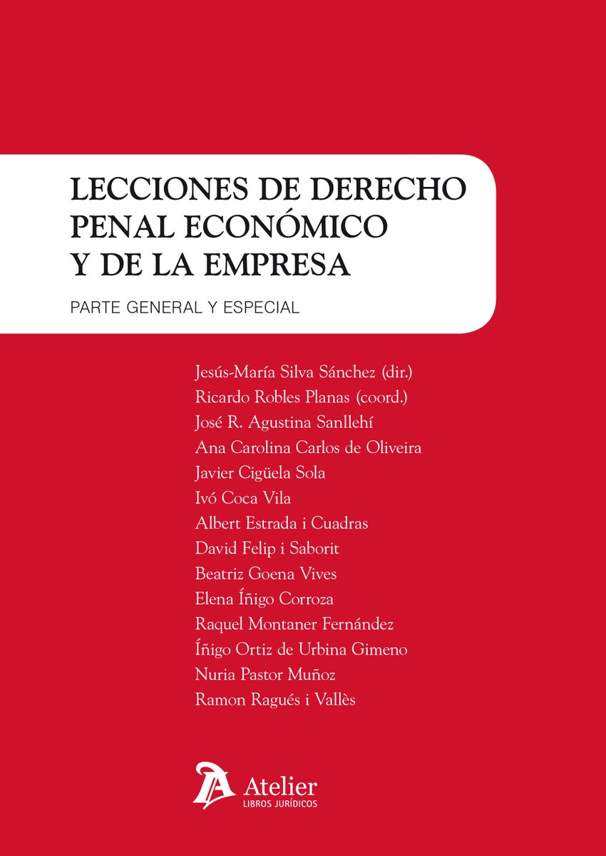 Por fin ya se han publicado la 1ª ed. de las Lecciones de Derecho penal económico y de la empresa, dirigidas por Jesús Silva. Un honor participar. Aquí tenéis el enlace:
shorturl.at/aeisGharl