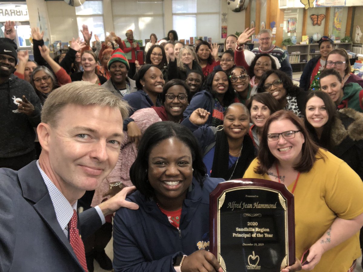 MBristow_Smith's tweet photo. Congratulations to Alfred Jean Hammond, principal of @UpchurchElemen1 in @hokeschools, who was named today our 2020 @WellsFargo NC Sandhills Region Principal of the Year! Thank you for your service to #NCEd! Go Eagles!  @Principal0915 @ncpublicschools @edstateboard_nc #nctoypoy https://t.co/wCOX9pHwRk