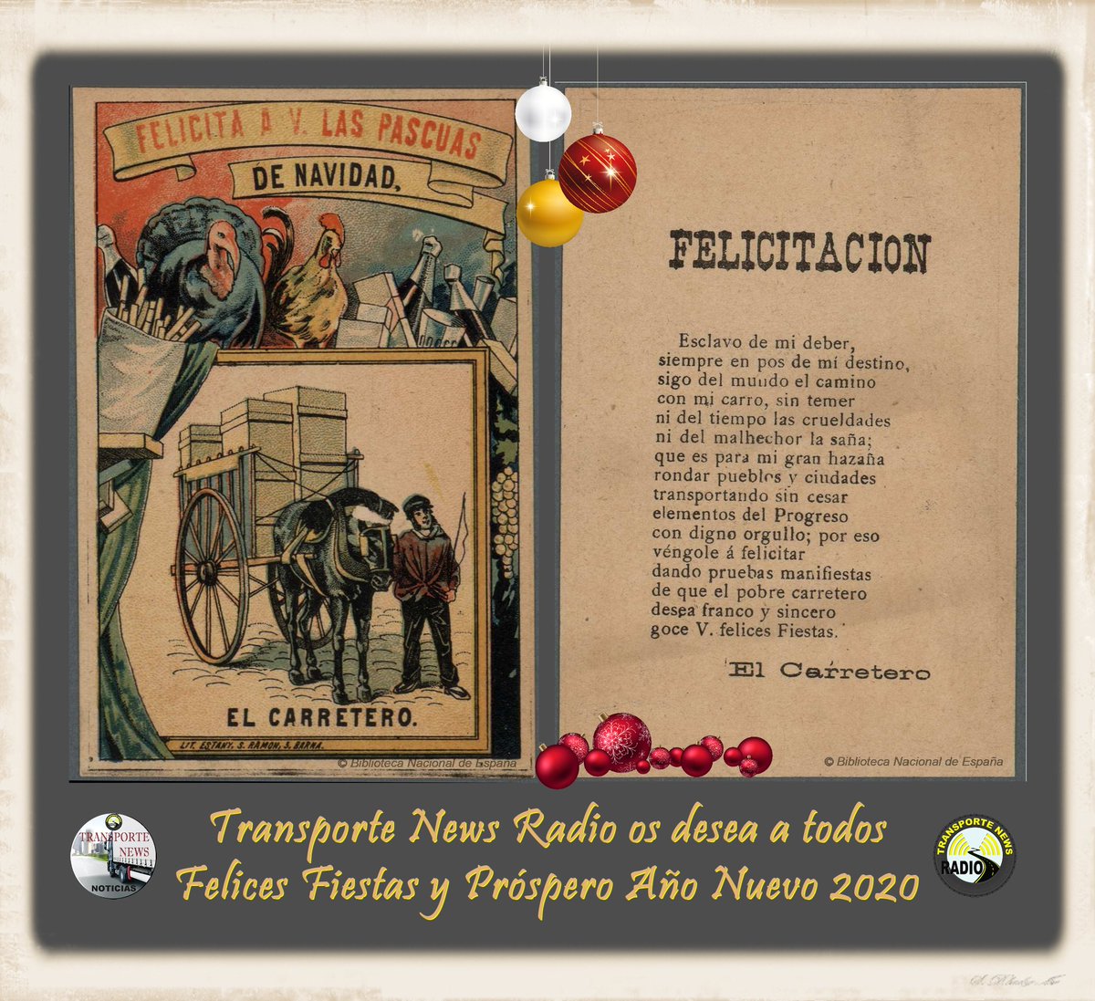 📻 Transporte News Radio y sus redes sociales - <a href="/TransporteNews/">TransporteNews</a> <a href="/TransNewsRadio/">TransporteNews Radio</a> <a href="/TweetsTransport/">TransporteXCarretera</a> - os desea #FelicesFiestas y prospero #AñoNuevo a todos los profesionales y amigos del #Transporte y la #Logística.

Por un 2020 donde se cumplan al fin los deseos del sector 🚛🚌🚕🎅