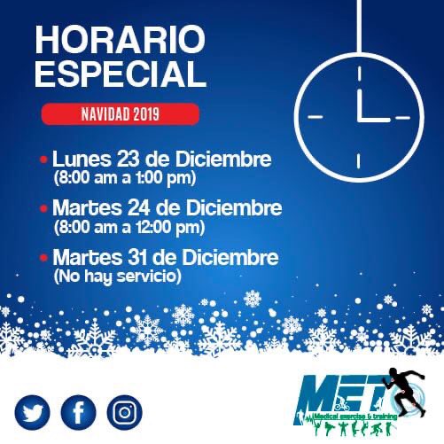 Por motivos de las fiestas navideñas nuestros horarios sufrirán los siguientes cambios. 🕟 #MET #MedicinaDeportiva #Fisioterapia #Ortopedia #Traumatología