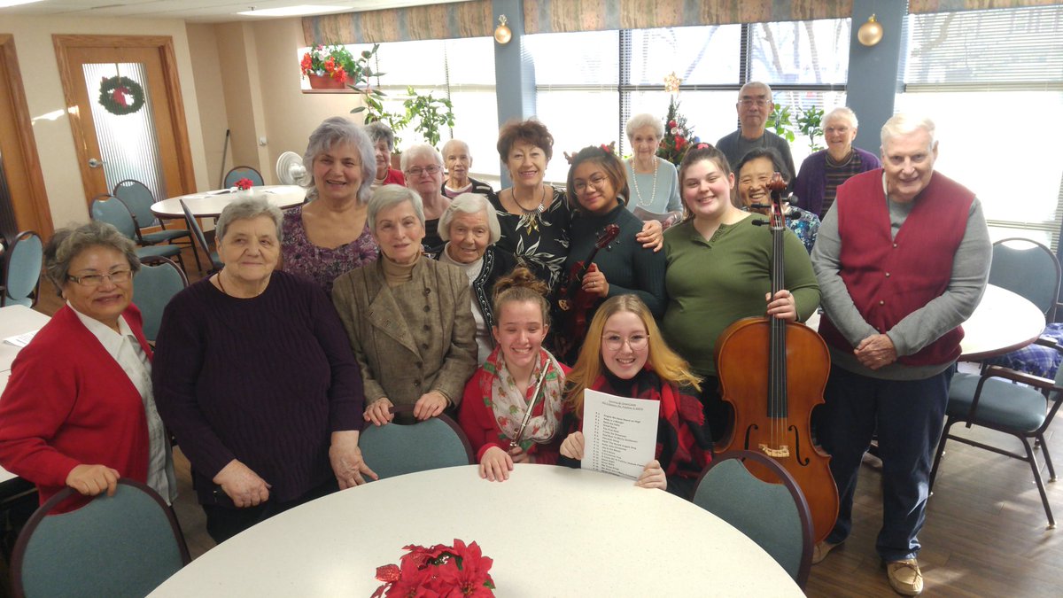 DphamMusic's tweet photo. PHS Tri-M musicians with Greencastle residents after our caroling session! @PalatineTriM @D211Music @PHPirateBooster #onePHS https://t.co/nROiXBacQ4