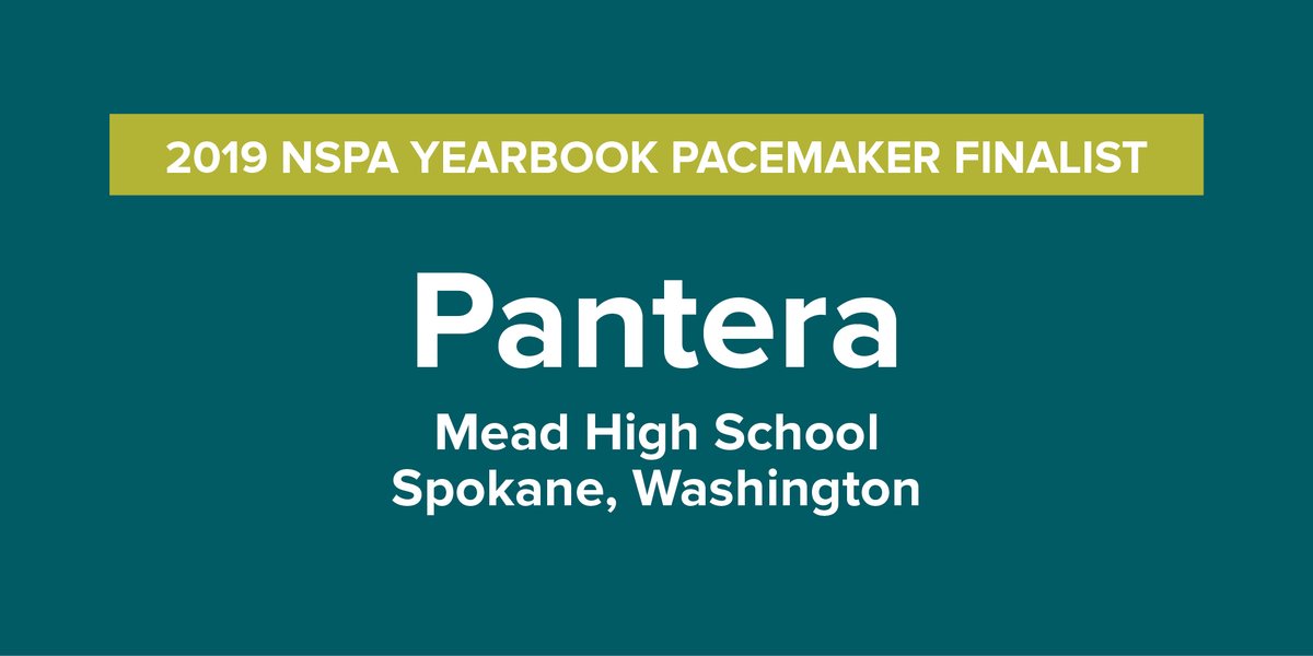 NSPA's tweet photo. Congratulations to 2019 yearbook Pacemaker finalist Pantera, Mead High School, Spokane, Washington!
https://t.co/9TeZA0saGa https://t.co/dwgPQdamCr