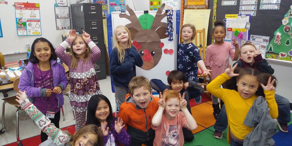 joni_rees's tweet photo. Christmas party time with Pin the Nose on Rudolf in my class today! @claremont_elem https://t.co/lauJaXtf7y