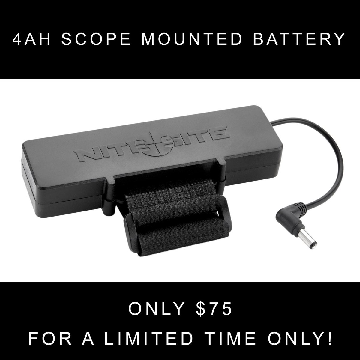 NiteSiteAmerica's tweet photo. We have a limited number of 4Ah scope-mounted batteries available.
And for only $75, that is a bargain!
Exclusively from our website: https://t.co/gQPfSRP7PG 
#nitesiteamerica #nightvision #optics #battery #hoghunting #predatorhunting #varminthunting https://t.co/OKYb0C0j5m