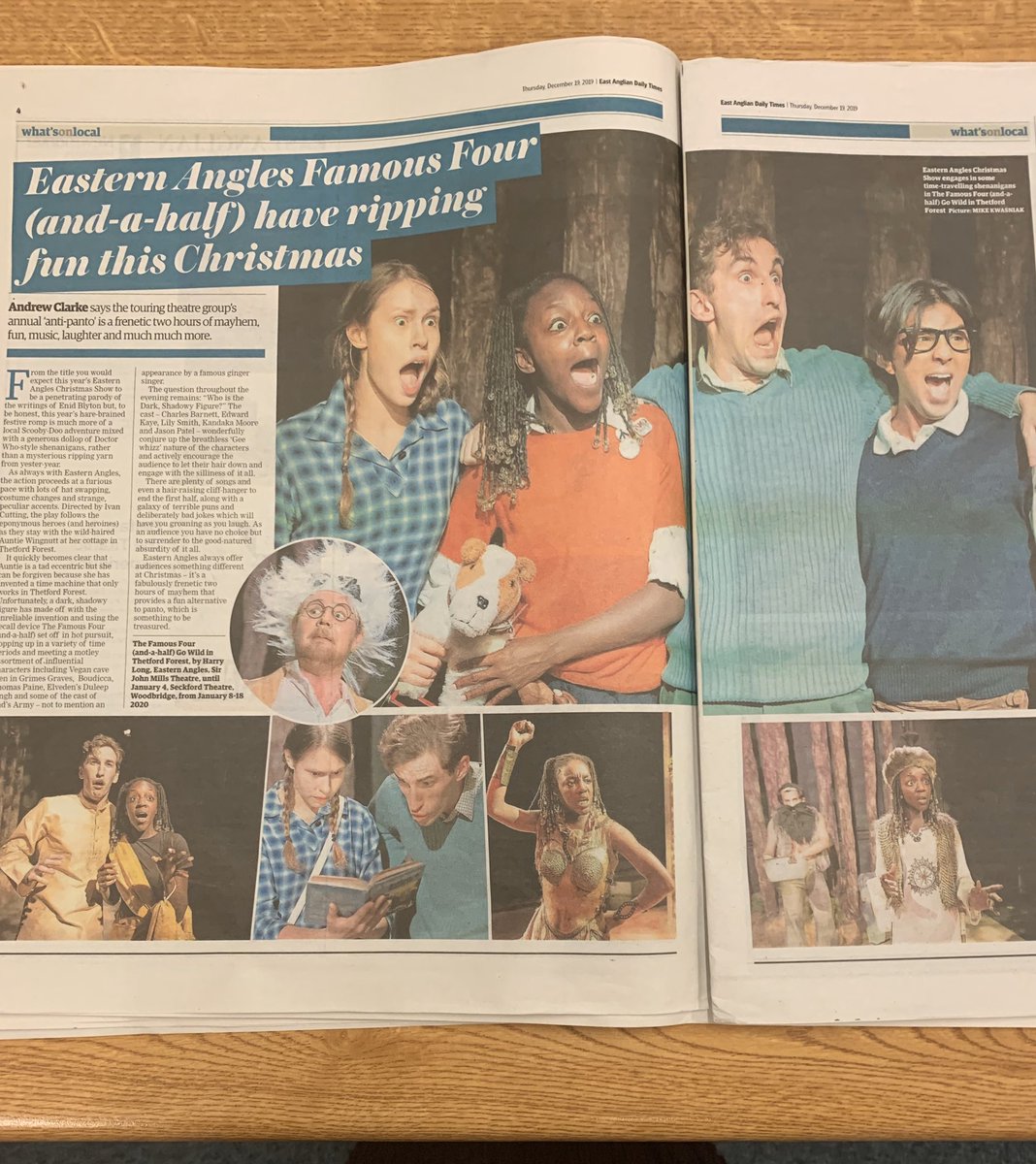 easternangles's tweet photo. Thanks @EADT24 and @ArtyClarkey for a great double page review in today’s paper #FourGoWild #PantoAlternative https://t.co/LdYl1la9fz