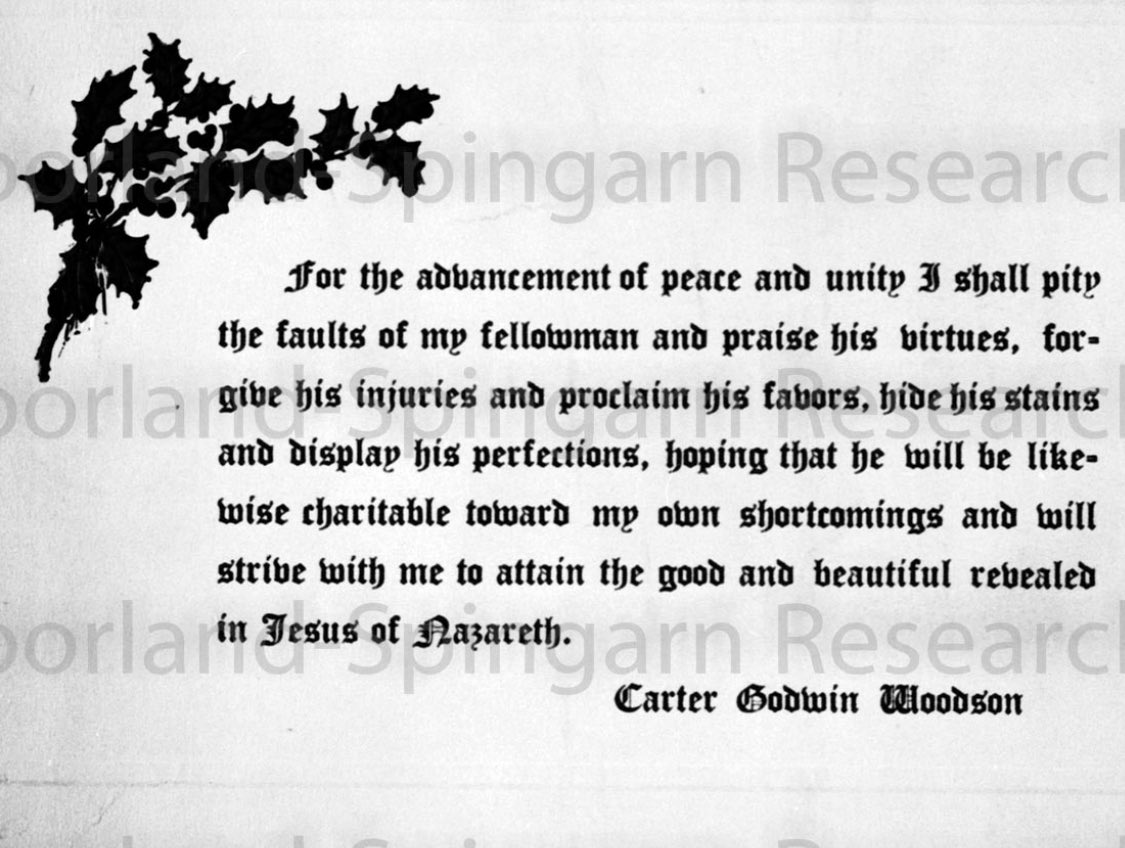 Taking a break from our break to honor Dr. Carter G. Woodson on his birthday! In recognition and in the spirit of the season, below is a copy of a Christmas card sent by Woodson held in our collection.