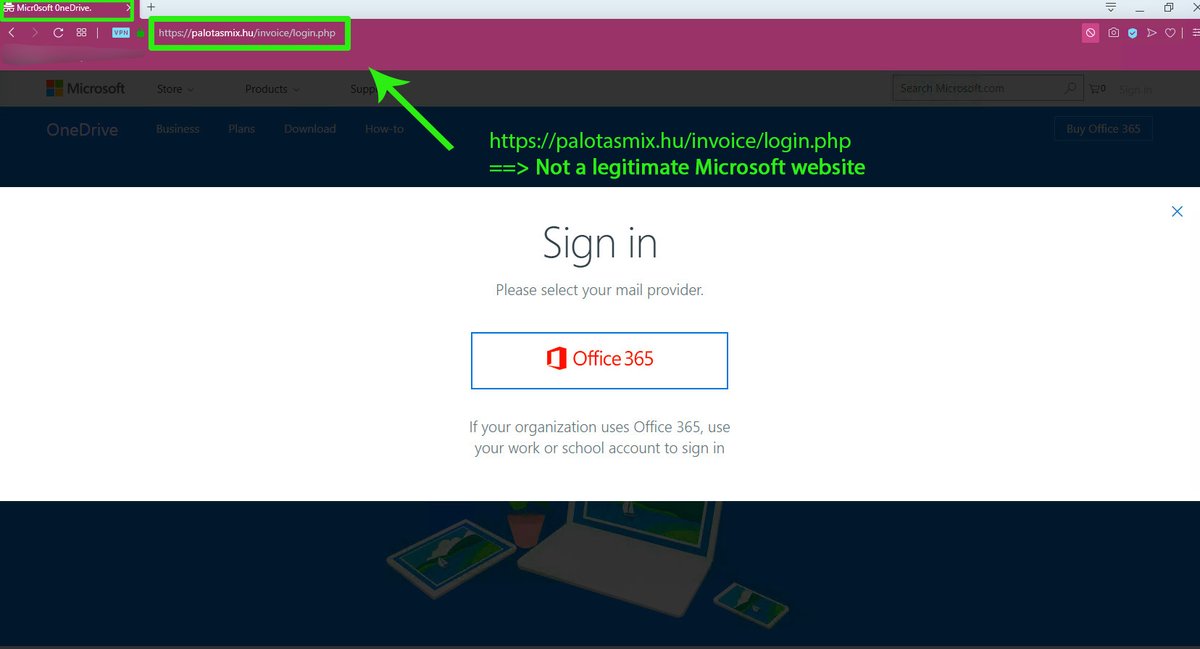 NU_Security's tweet photo. Friendly reminder to watch out for #phishing message &amp; FAKE #O365 websites like this!  They can trick anyone - double check the URL in your web browser! https://t.co/XzO85r7BsA