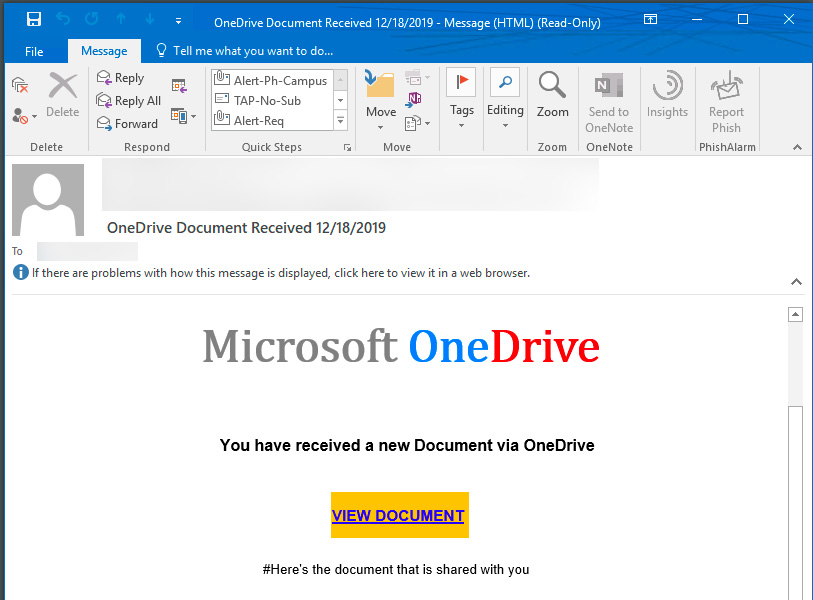 Friendly reminder to watch out for #phishing message &amp; FAKE #O365 websites like this!  They can trick anyone - double check the URL in your web browser!
