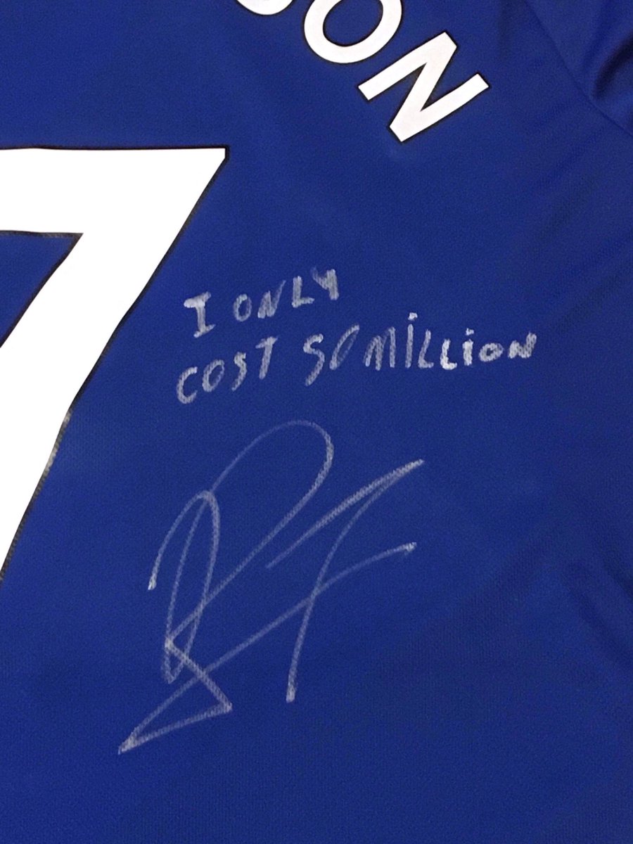IconicSignature's tweet photo. Signed Richarlison Everton Home Shirt 2019/2020 with added “I Only Cost 50 million” comes with exact photo proof https://t.co/nM4Bi69rVw