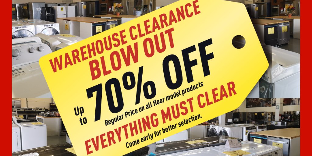 _appliancehouse's tweet photo. Don't wait! Come in soon for best selection during our Warehouse Clearance Blowout event.

Visit us today at 547 Main Street East in Milton and shop local! https://t.co/l3MNQzAYkT