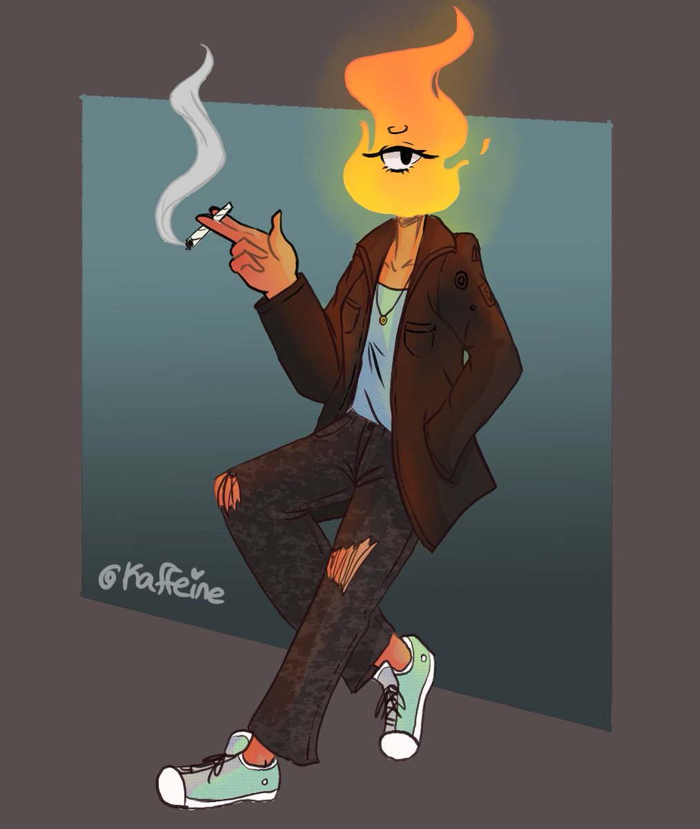 Another drawing of my fire elemental girl OC, but full body, I like how it  turned out, but couldnt think of a background to draw. ✨ #OC #monstergirl  #FireGirls #fullbody #punk #illustration #, image size:1014x1200