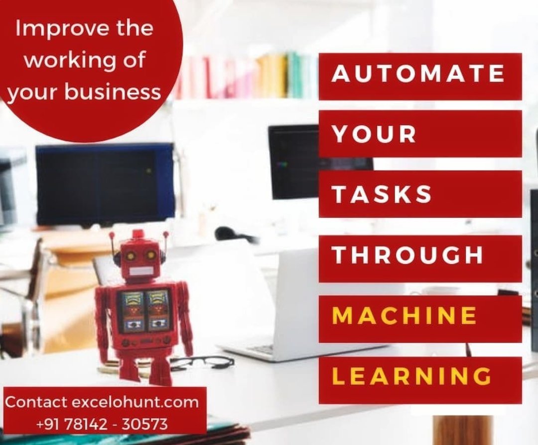excelohunt's tweet image. Accelerate your business with Machine learning technology that let&apos;s you analyze the data related to past behaviors

 #crm #ai #digitalmarketinigitalindia #contentcreator #contentmarketing #machinelearning #business #businessowner #services #businessquotes #money #successquotes