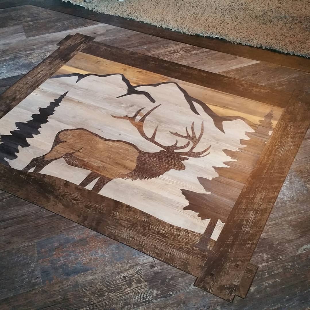karndeanfitter's tweet photo. #handcut #rockymountainelk #custominlay created with @karndeanUSA #VanGogh colors. #DesignFlooringIsOurPassion #karndeandesignflooring #lvtfitter https://t.co/i6rv7UbsDz