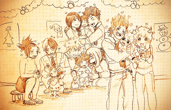 Izuku and Tsuyu, Momo and Shoto, Katsuki and Ochako, Kirishima and Mina at the kindergarten Christmas ? party. Enjoy the little doodle! #IzukuMidoriya #TsuyuAsui #Midotsuyu #Deku #Froppy #MinaAshido #KirishimaEijirou #bakugoukatsuki #urarakaochako #yaoyorozuMomo #TodorokiShoto 