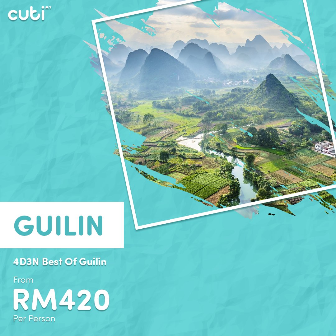 cuti_MY's tweet photo. 4 Days 3 Night Best of Guilin from RM420 per person.

Click here to book
👉 https://t.co/CWWDtoQ6PV

Or WhatsApp us here
👉 https://t.co/LrOn0xCkRj

#CutiMy #JomCuti #China #Guilin https://t.co/ttoWSjfuSO