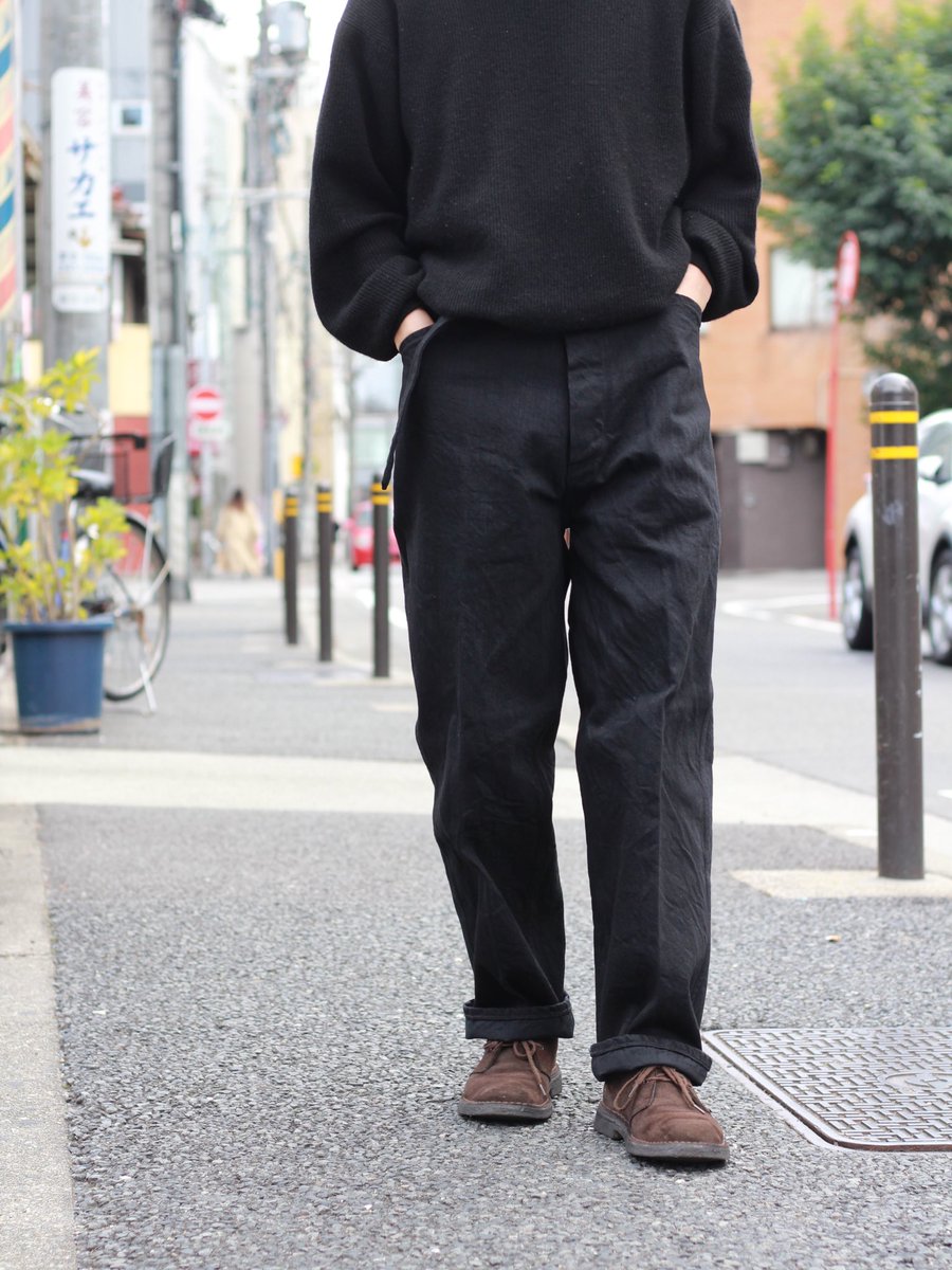 COMOLI 23SS デニムベルテッドパンツ Black size3