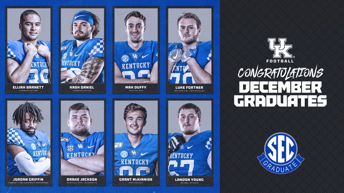 Congratulations to eight December University of Kentucky Graduates ...

<a href="/ebarnett39/">Elijah Barnett</a>, <a href="/KashDaniel15/">Kash Daniel</a>, <a href="/Max__Duffy/">Max Duffy</a>, @LukeNV77, @JordanGriffinUK, @THE_DRAKE_52, <a href="/GMckinniss/">Grant Mckinniss</a> and @Landon_Young_67 | #BringIt #BBN #RecruitAndDevelopAndGraduate