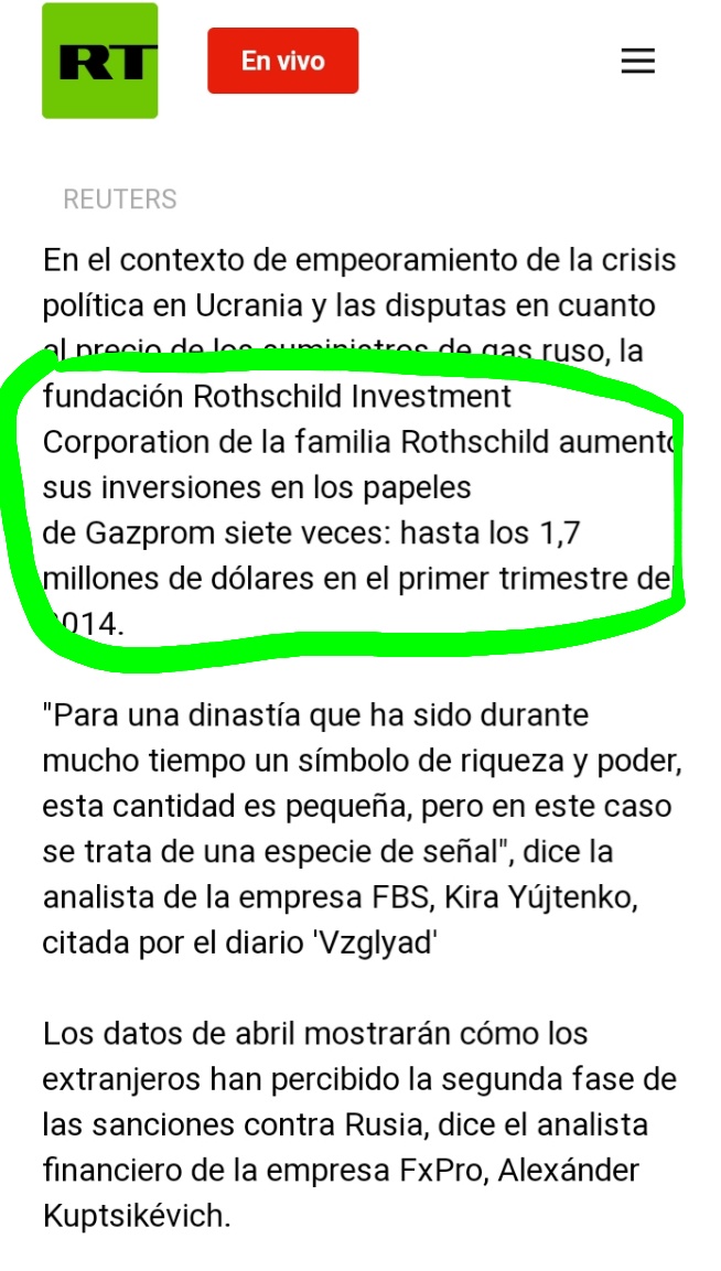 Morpheus11M2004's tweet photo. Para los que siguen pensando que #Rusia de #Putin no tiene que ver con #Rothschild y que se los echó
NO es cierto y además de continuar con sus negocios bancarios, están invirtiendo fuertenente en ENERGÍA como p.e. en #Gazprom y son Asesores de #RosAtom (energía nuclear) https://t.co/ltdUJr1OeC