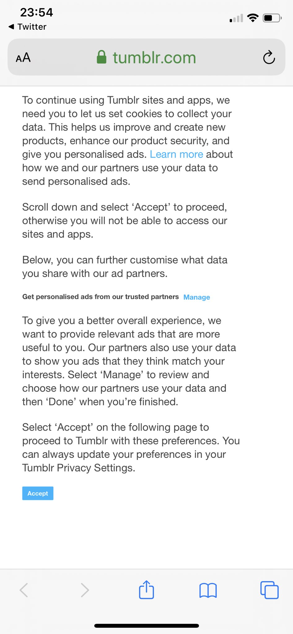 Privacy Matters on Twitter: "Dear @tumblr this is not consent. No thanks.  https://t.co/wurOiCSeoA" / Twitter