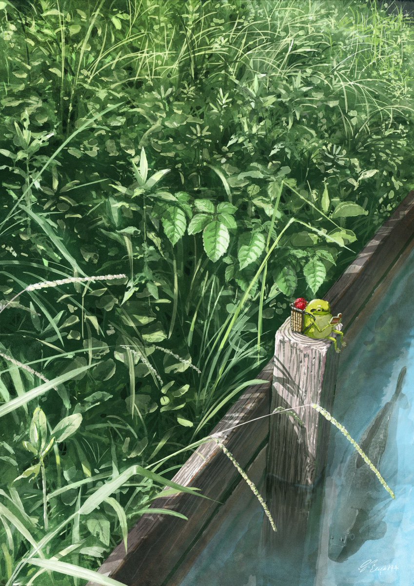 「かえるを描きはじめてからもう半年ぐらい。
かえるを描き始めてから、雑草に目がいく」|はち@まんぷくアートスタジオ/イラストレーターのイラスト