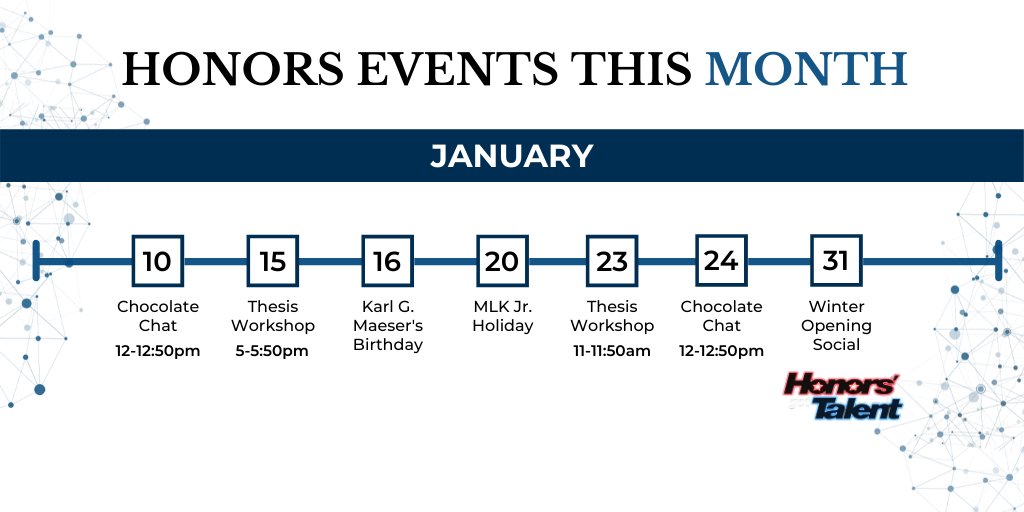 BYUHonorsProg's tweet photo. To keep you in the loop- here are the events going on in the Honors Program in January. 
To RSVP for events, go to: https://t.co/i1fU65Wzmt https://t.co/QPS85UEyJS