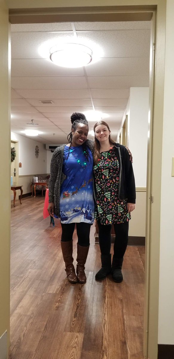 sassse321's tweet photo. When its Holiday festive day and your staff show up in one of a kind outfits! Awesome team! It was also cookie decorating day with staff and residents!! 
@NextStepHC @barbackz @Fairbrother_J @RelSilvia https://t.co/myeVWJ6asI