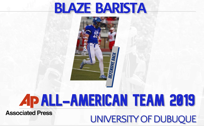 bobbarista's tweet photo. He made the Most of his opportunity to leave a mark at The University of Dubuque. A Great University, Professors, Team, Teammates &amp; Coaches! 
AP All-American ✔️
AFCA Coaches All-American ✔️
Cliff Harris Award Nomination ✔️
ARC All-Conference Team ✔️
School Record - Passes Def ✔️ https://t.co/PJ3fx79f6v