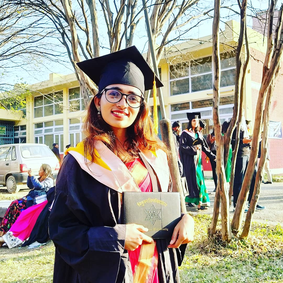 trueTULSI's tweet photo. Congratulations my love❤️❤️ for your graduation. Proud moment for us. #TU #45thconvocation #BNS https://t.co/q9us2llDdM