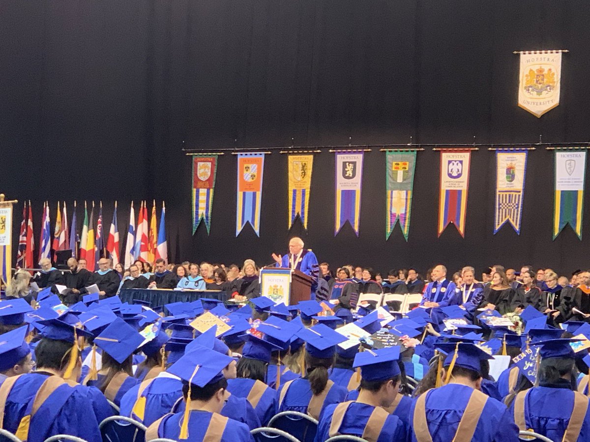 HofstraU's tweet photo. “This ceremony is, at its core, a celebration. And we are here to celebrate the hard work and accomplishments of our graduates.” - President Stuart Rabinowitz #HofGrad19 #HUWorldChanger https://t.co/WlpzlfImzi