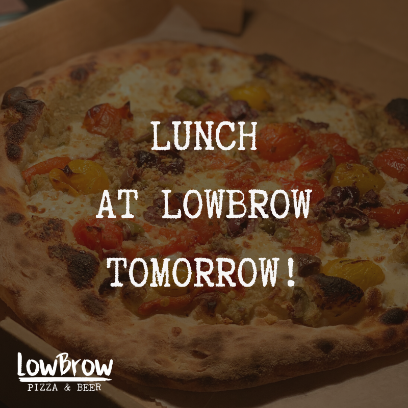 LowBrowPizza's tweet photo. Invite your friend to lunch at LowBrow tomorrow using only a GIF...and GO!

#lowbrowpizzaandbeer #alocalmadejoint #grittyeastnaples #naplesfl #craftpizza #craftbeer #pizza #pizzalover #instafood #beer #beerporn #instabeer #craftnotcrap #happyhour https://t.co/FeUnlFiWVG