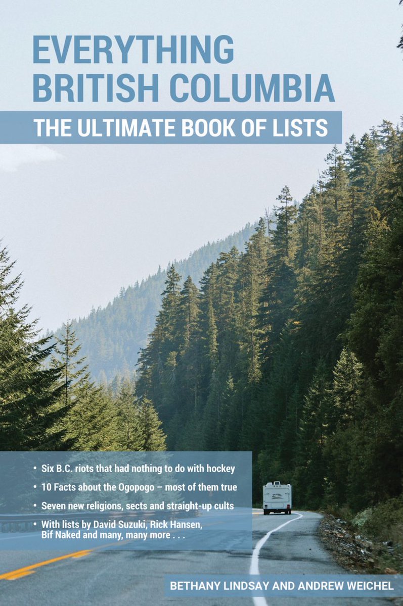booksinbc's tweet photo. Everything British Columbia: The Ultimate Book of Lists by Bethany Lindsay and Andrew Weichel reviewed by Patrick Dunae in https://t.co/s3L5CTto0i #BookReview @mpp_inc #BritishColumbia With lists by Bif Naked, David Suzuki and more! https://t.co/7IRGouK2TY