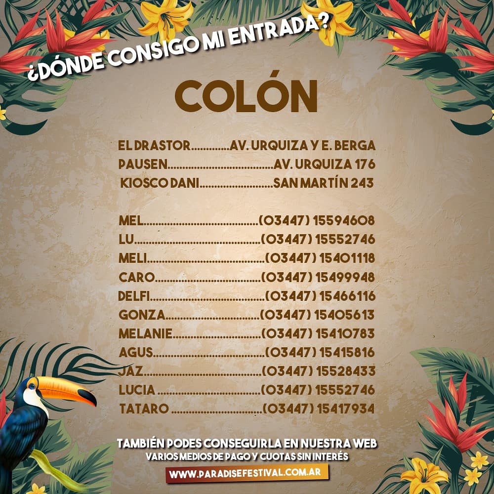 ParadiseColon's tweet photo. 🎉Señoras y señores, con ustedes nuestros puntos de venta y públicas🌴
-
Conseguí tu entrada para la fiesta de fin de año! ✨
-
Hay Paradise, hay fiesta! 🎉🌴
-
#paradisefestival #paradise https://t.co/aUu0kW3NSL