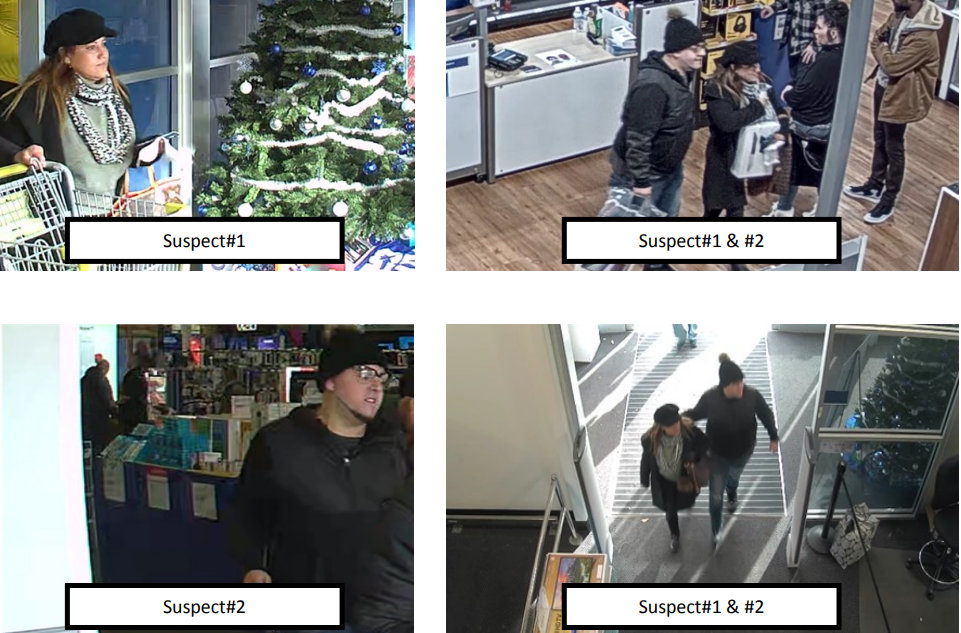 Recognize this happy couple? On Nov. 30 they were seen using a stolen credit card at a Walmart &amp; Best Buy in Littleton. If you can help identify either of these two suspects, please call Inv. Timmons at 720-497-7235 or call <a href="/CrimeStoppersCO/">MetroDenverCrimeStoppers</a> reference case 19-26752 #jeffco Pls RT