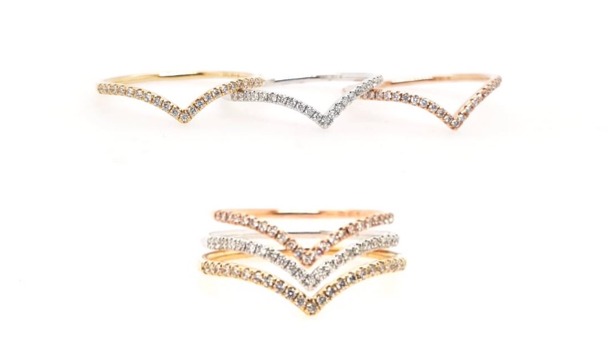 JRSdiamonds's tweet photo. #Chevron #diamond #stacking #rings in yellow, white and rose gold. Pretty on their own, together or stacked with other rings. #ring #diamondring #diamonds #diamondjewelry #gold #goldring #rosegoldring #stacks #rosegold #stackingrings #ringstack #giftsforher #supportlocal #xmas https://t.co/tGnoxohKac