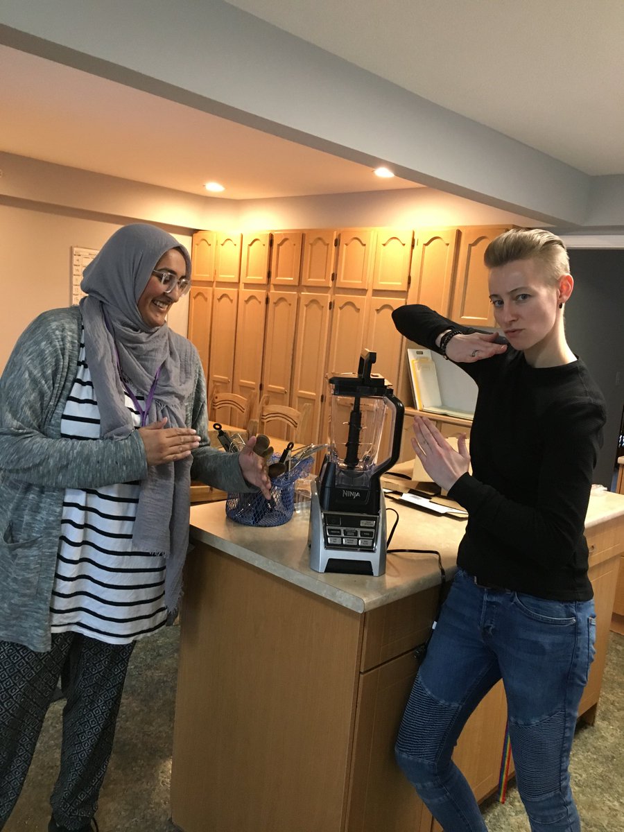 Directions_FSGV's tweet photo. Safehouse staff show off the new Ninja blender with some stealth ninja moves. Smoothies, soups, sauces for the youth who stay with us ‘cause they deserve good food made with love and respect. #foodisconnection #safeplacetosleep https://t.co/lFMI7kinoU