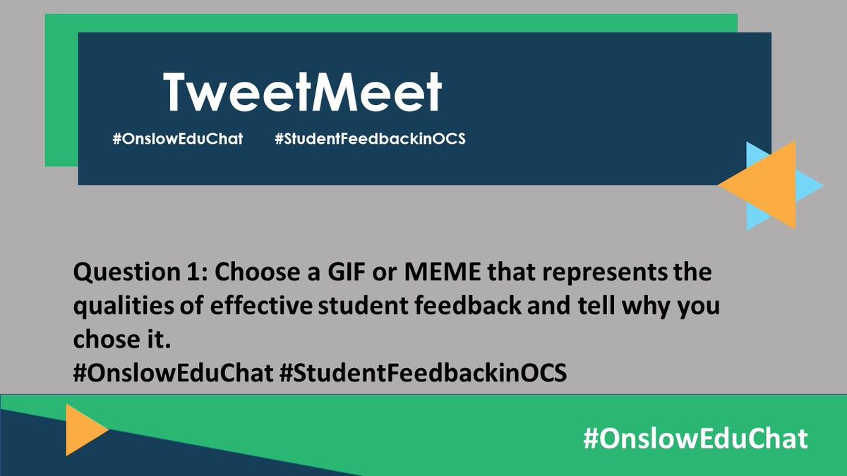qce_apstaley's tweet photo. Question 1:  Choose a GIF or MEME that represents the qualities of effective student feedback and tell why you chose it.  #OnslowEduChat #StudentfeedbackinOCS https://t.co/W7tb8mRE0s