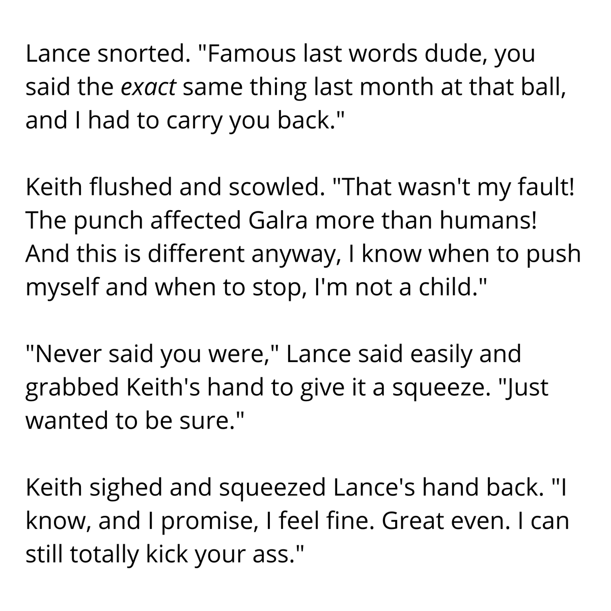 d4s_scribbles's tweet photo. Day 18: Doing Something Together, feat. Sword Bois, during Voltron era. Read fully here: https://t.co/bMvD2ZUQcU
#30dayOTPchallenge #klance #klancefic #klancefluff https://t.co/njptRMuB76