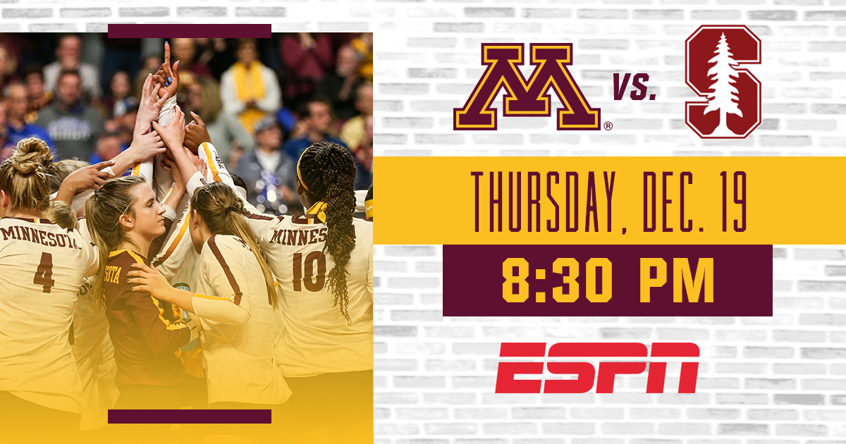 GopherVBall's tweet photo. 8:30pm CT was our original start time but we'll slide to 30 minutes after the match before us. Keep tuned in to @ESPN! https://t.co/Hc2fMdUAvZ