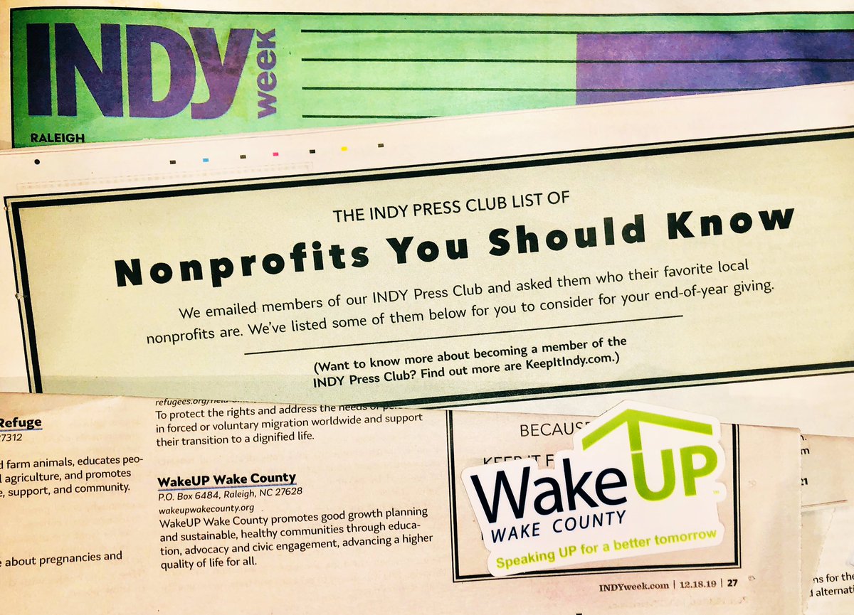 Thank you to the @indyweek Press Club for adding WakeUP to the list of Nonprofits You Should Know. Please consider @wakeupwake for your end-of-year giving. Donate at: wakeupwakecounty.networkforgood.com/projects/68184… Find out more at: wakeupwakecounty.org