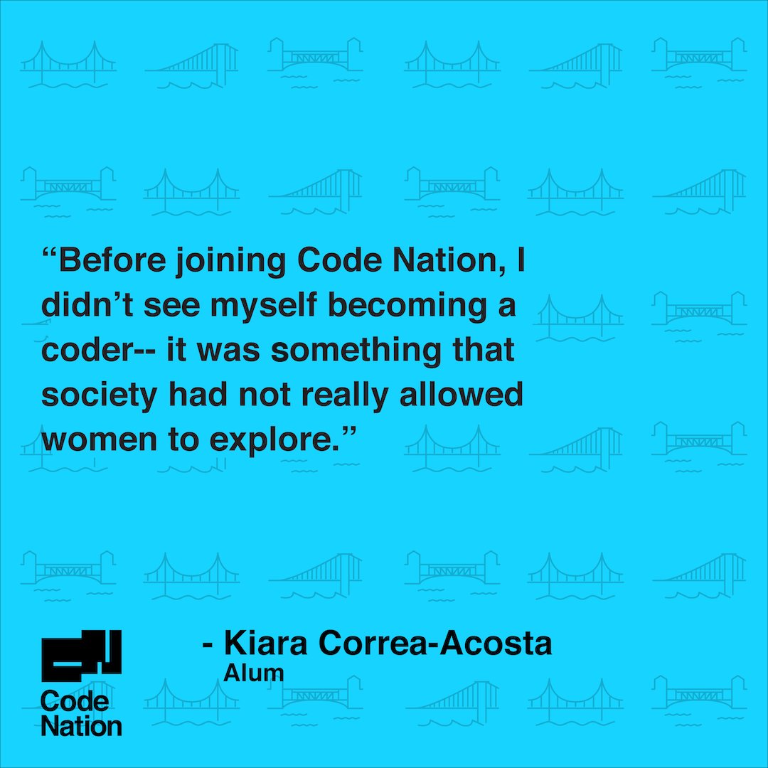 itsCodeNation's tweet photo. Check out this spotlight on our friend and Code Nation alum Kiara! We are #BuildingBridges because #representaionmatters. 🙌🙌 You can support students like Kiara by donating to our annual fundraiser at https://t.co/hzH1YtAZTO  😊 https://t.co/ZUMCP8TQID