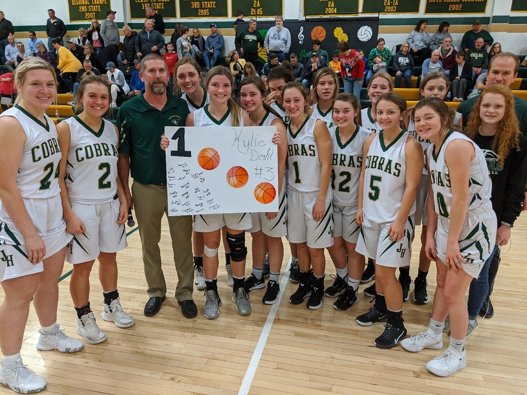 JHCobras's tweet image. With 20 points tonight, Kylie Dohl became only the 3rd girl in Jackson Heights history to reach 1,000 career points!  Congratulations Kylie! 🏀🐍🏀🐍