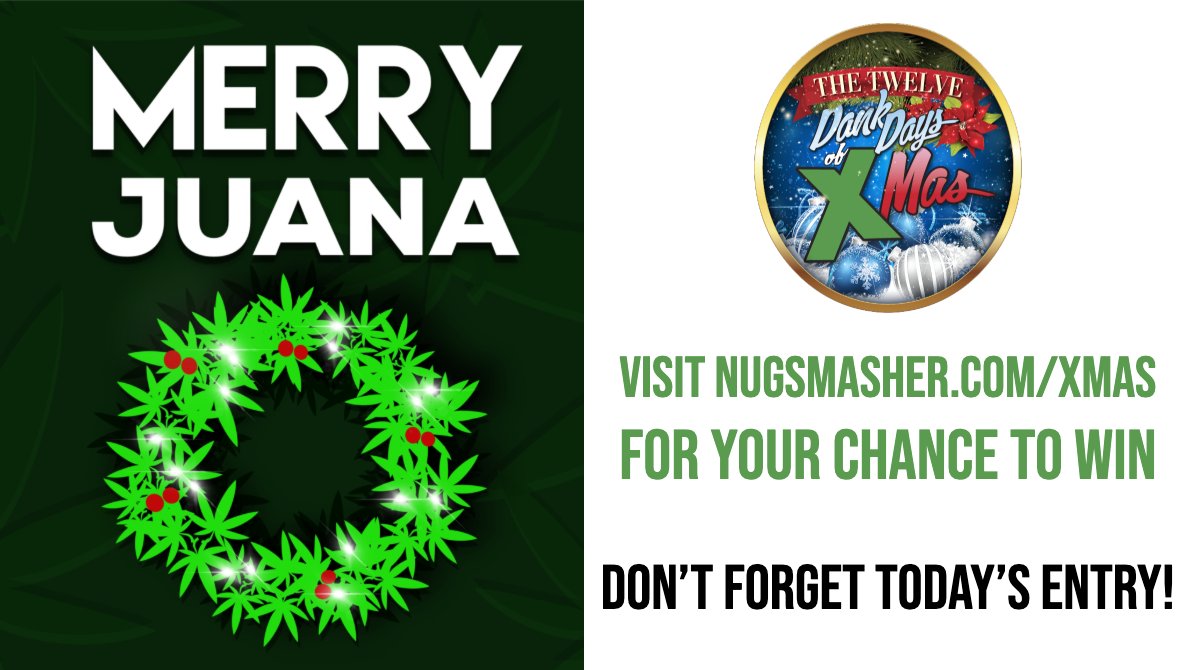 Nugsmasher's tweet photo. Day 9 of our 12 Dank Days of Xmas Contest coming in hot! Head over to https://t.co/vmMJpWBaFS to get your entry for the day! Enter today to win our grand prize a White X Essential Bundle! #12DankDaysofXmas #NugSmasher #contest #THC #rosin #CBD #sharethisnow https://t.co/OBSI9Zzow6
