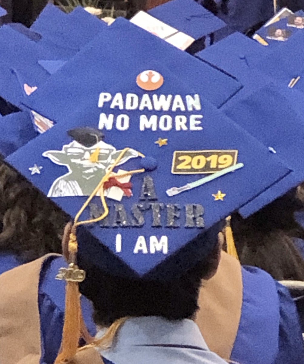 HofstraU's tweet photo. Mind what you have learned. Save you it can. #StarWars #HofGrad19 https://t.co/wkeWpgL3Bx