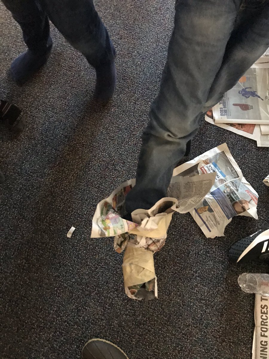 MrsplowdenP's tweet photo. Midday we traveled to Iceland and learned about the Yule Lads who put presents in childrens’ shoes. The students created a shoe out of newspaper that could actually be walked in!  If they were successful, I filed their shoes with treats! @pvespride @nhughes8799 #pvespride https://t.co/CDFUB9WOUy