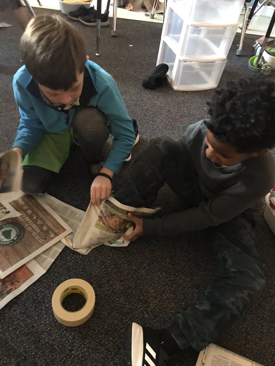MrsplowdenP's tweet photo. Midday we traveled to Iceland and learned about the Yule Lads who put presents in childrens’ shoes. The students created a shoe out of newspaper that could actually be walked in!  If they were successful, I filed their shoes with treats! @pvespride @nhughes8799 #pvespride https://t.co/CDFUB9WOUy