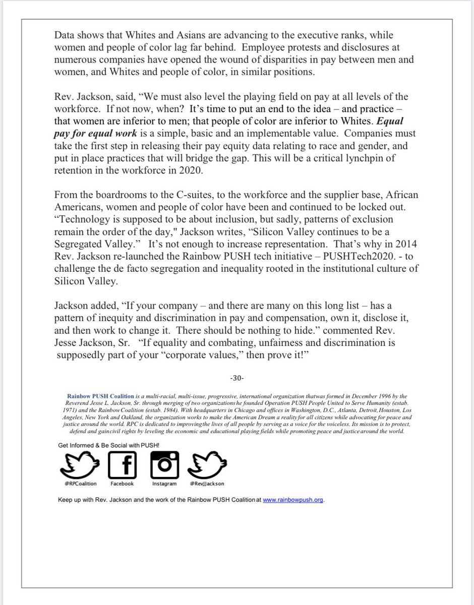 RevJJackson's tweet photo. FOR IMMEDIATE RELEASE
Thursday, December 19, 2019
Equal Pay for Equal Work - Intel Paves the Way on Disclosing Pay Segregation in the Tech Industry – Other companies should follow their lead in 2020. #KeepHopeAlive! https://t.co/0sg5tv7XPt