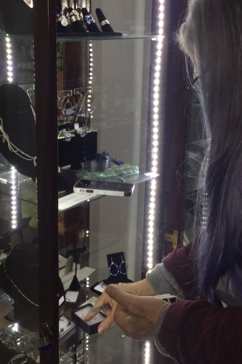 Noël Yovovich Art Jewelry cabinet gettting refilled with new pieces including “The Wild Woman” collection at Woolworth Walk in downtown Asheville