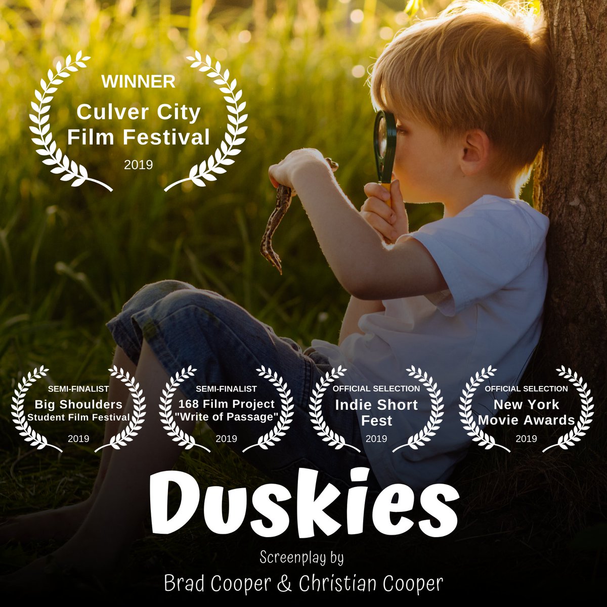 filmlings's tweet photo. ⁣Yeah! “Duskies” was awarded Best Short Screenplay - Faith &amp; Family at @culvercityff!
⁣
It's a story I co-wrote w/my dad (@mvhacking) about kids who use their smarts to save the world’s most endangered frogs. ⁣
⁣
Awesome Christmas present!⁣ Thank you!

- Christian Cooper https://t.co/CNh1aiSGts